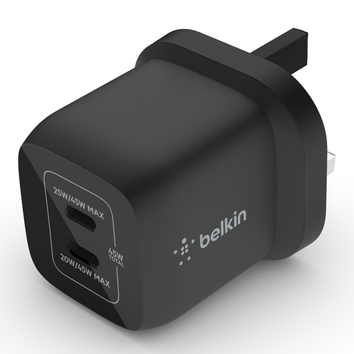 Dual USB-C GaN Wall Charger with PPS 45W, , hi-res